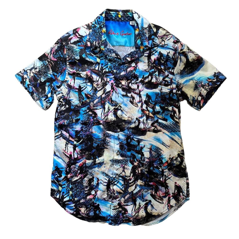 ROBERT GRAHAM BUTTON Shirt Men’s Small s/s SURFER HAWAIIAN Print India